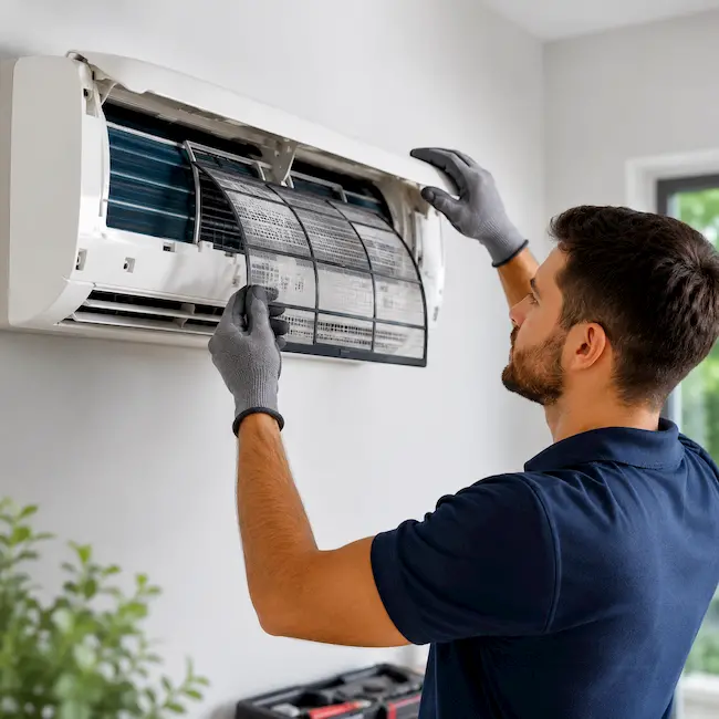 Une tech qui remplace un filtre sur une clim