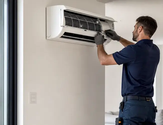 Iun technicien qui assure l entretien d une clim